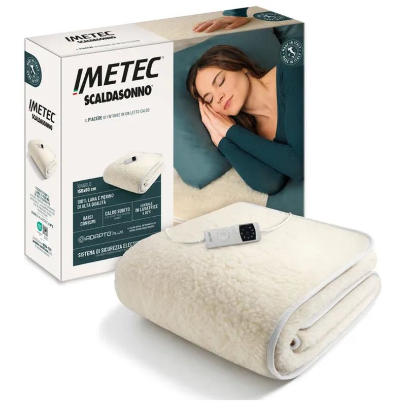 Imetec Adapto Plus Scaldasonno Singolo in Lana Merino 80 × 150 cm, 150 W Imetec Adapto Plus Scaldasonno Singolo in Lana Merino 80 × 150 cm, 150 W