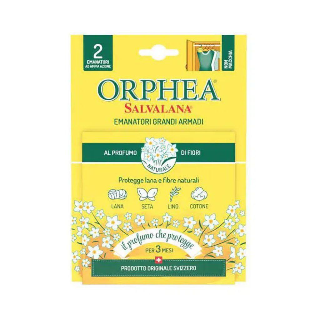 Orphea Salvalana Antitarme per Armadi, Profumo ai Fiori, 2 Emanatori