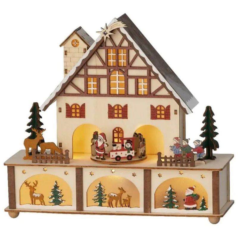 Lumineo Scena natalizia in legno con 5 LED bianco caldo