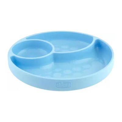 Chicco Piatto Divisorio per Bambini con Ventosa, 3 Scomparti, Silicone Azzurro Chicco Piatto Divisorio per Bambini con Ventosa, 3 Scomparti, Silicone Azzurro