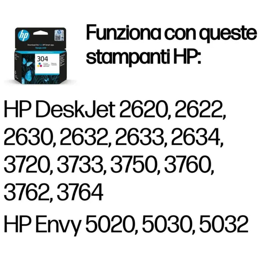HP Cartuccia originale HP 304 tricromia, 2 ml