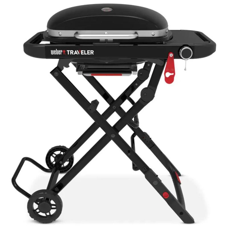 Weber Traveler Compact 1501750 Barbecue a Gas Pieghevole, Griglia 52 × 36 cm, 3810 W, Nero