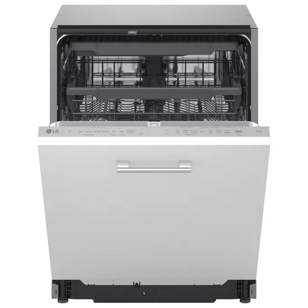 LG DB375TXSW Lavastoviglie a scomparsa totale QuadWash, 14 coperti, Classe A, Wi-Fi, Grigio