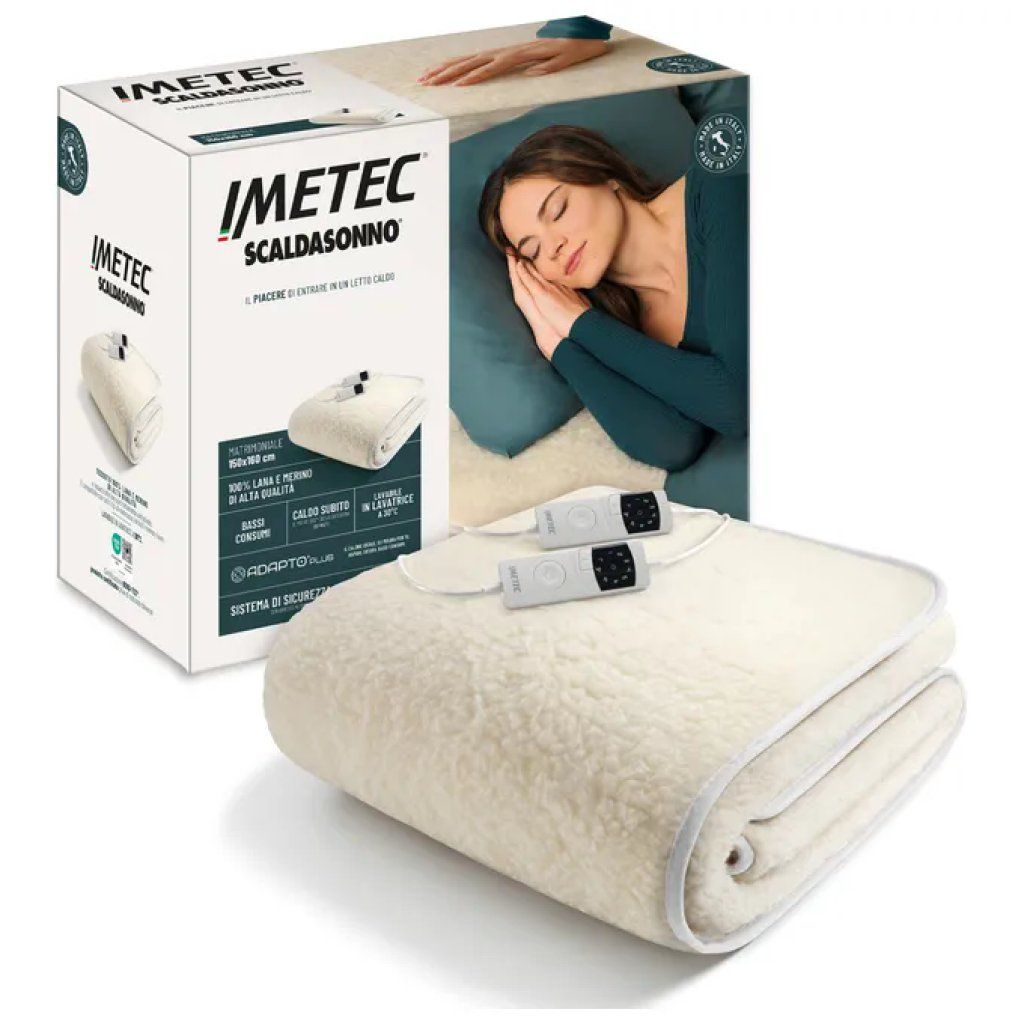Imetec Adapto Plus Scaldasonno Matrimoniale in Lana Merino 160 × 150 cm