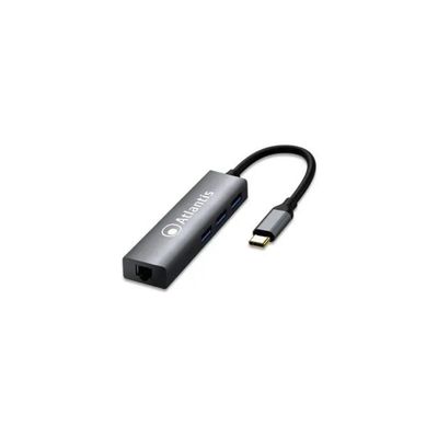 Atlantis A04-TC-LAN+HB Hub USB-C 3 porte con Ethernet Gigabit