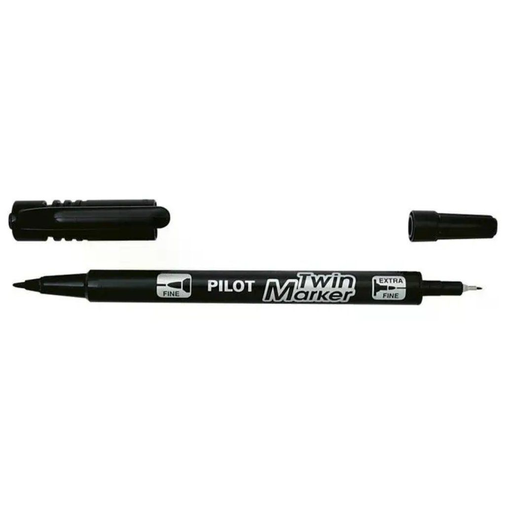 Pilot Twin Marker Nero a Doppia Punta, Confezione da 10