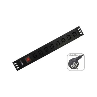 WP Europe Multipresa Rack 1U con 8 prese IEC C13, cavo 2 m, 250 V, 3500 W, nera