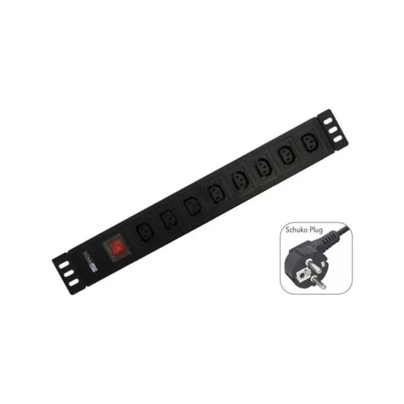 WP Europe Multipresa Rack 1U con 8 prese IEC C13, cavo 2 m, 250 V, 3500 W, nera