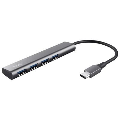 Trust Halyx Hub USB-C a 4 porte USB-A 3.2 Gen 1, grigio Trust Halyx Hub USB-C a 4 porte USB-A 3.2 Gen 1, grigio