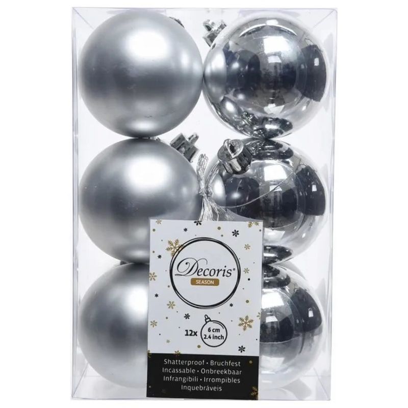 KAEMINGK Decoris Set 12 Palline di Natale Infrangibili Argento 6 cm