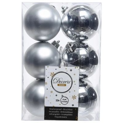 KAEMINGK Set 12 palline di Natale infrangibili argento 6 cm Decoris