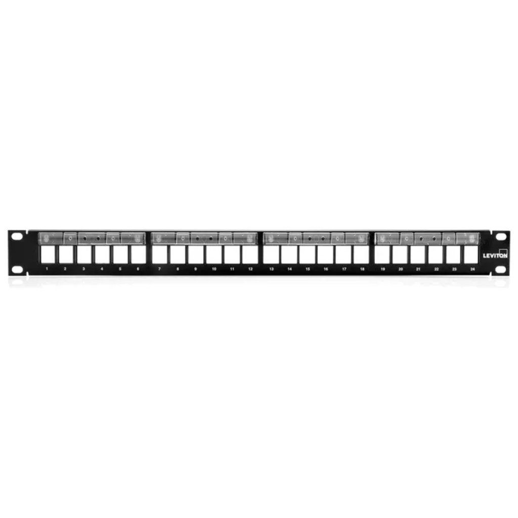 Leviton 49255-L24 Patch Panel 1U 24 Porte RJ45 Nero Leviton 49255-L24 Patch Panel 1U 24 Porte RJ45 Nero