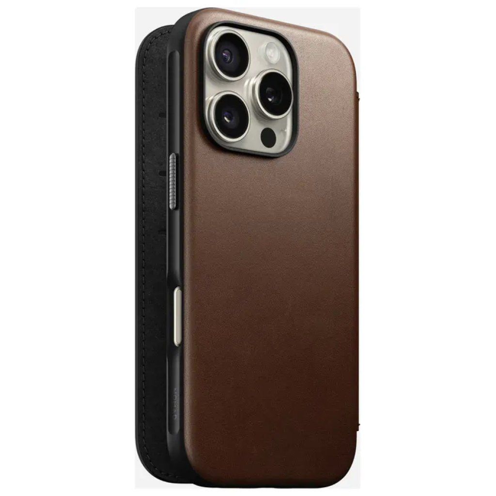 Nomad Modern Leather Folio per iPhone 16 Pro – Marrone Nomad Modern Leather Folio per iPhone 16 Pro – Marrone