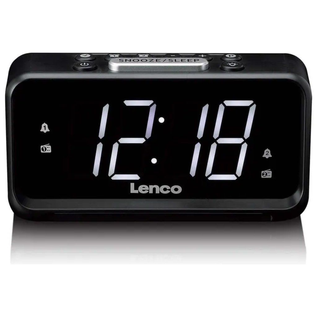 Lenco CR-28BK Radio Sveglia Digitale FM con Display LED e Ricarica USB, Nera Lenco CR-28BK Radio Sveglia Digitale FM con Display LED e Ricarica USB, Nera