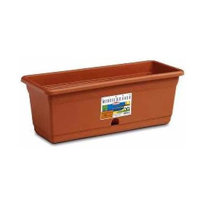 Stefanplast Portofino Fioriera Rettangolare con Riserva d’Acqua, 40 × 20 × 18 cm, 9 L, Terracotta