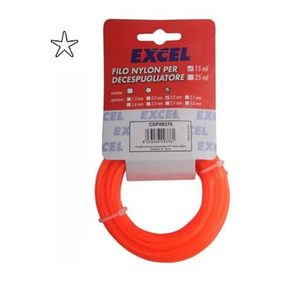 Excel 04925 Filo per Decespugliatore Pentagonale 2,4 mm, 15 m, Arancione