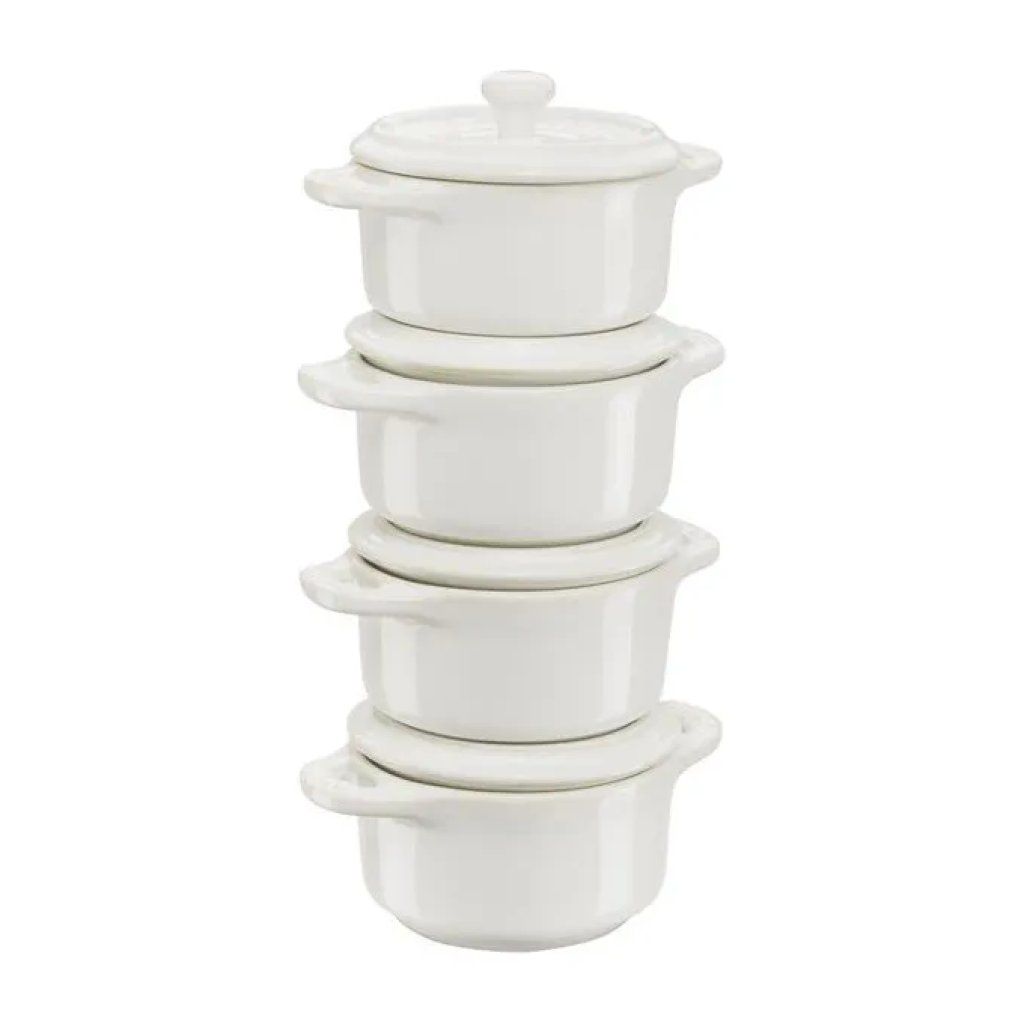 Staub Set 4 Mini Cocotte in Ceramica Avorio, 200 ml