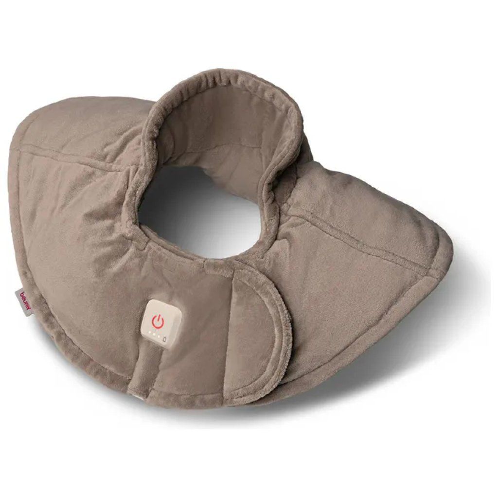 Beurer HK 165 Huggy Termoforo Ponderato per Spalle e Cervicale, Senza Fili, Smoky Taupe