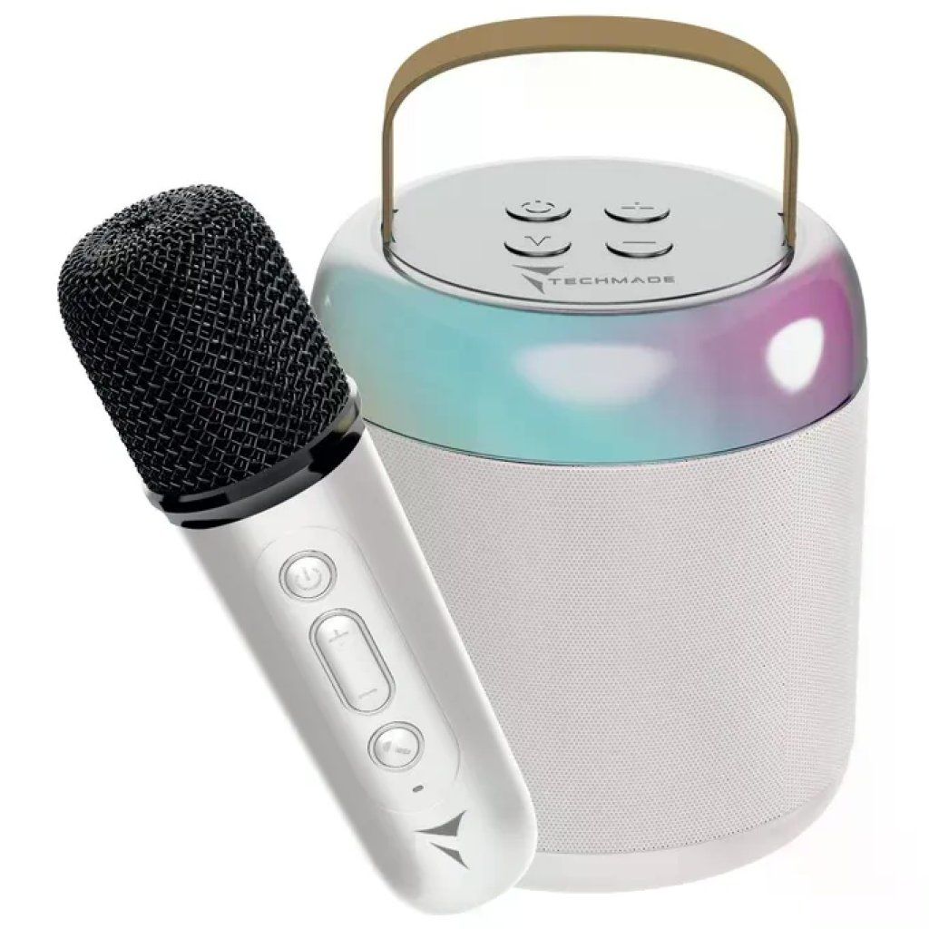 Techmade TM-K2-WH Altoparlante Bluetooth Karaoke con Microfono, 5 W, Bianco Techmade TM-K2-WH Altoparlante Bluetooth Karaoke con Microfono, 5 W, Bianco