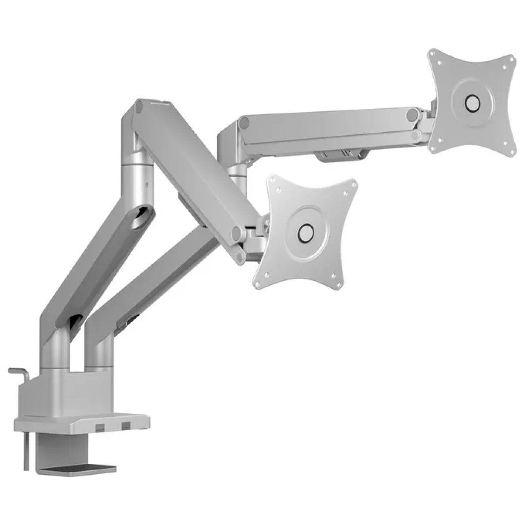ICY BOX IB-MS524-T Supporto da Tavolo per 2 Monitor fino a 32", Argento
