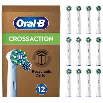 Oral-B CrossAction Testine di Ricambio per Spazzolino Elettrico, 12 Pezzi, Bianche