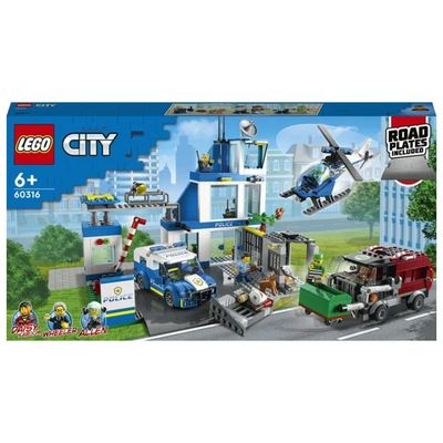 LEGO City 60316 Stazione di Polizia con Camion ed Elicottero, 647 Pezzi