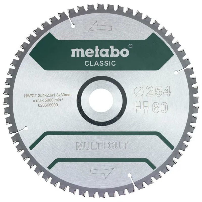 Metabo MultiCutClassic 628285000 – Lama circolare 254 mm, 60 denti
