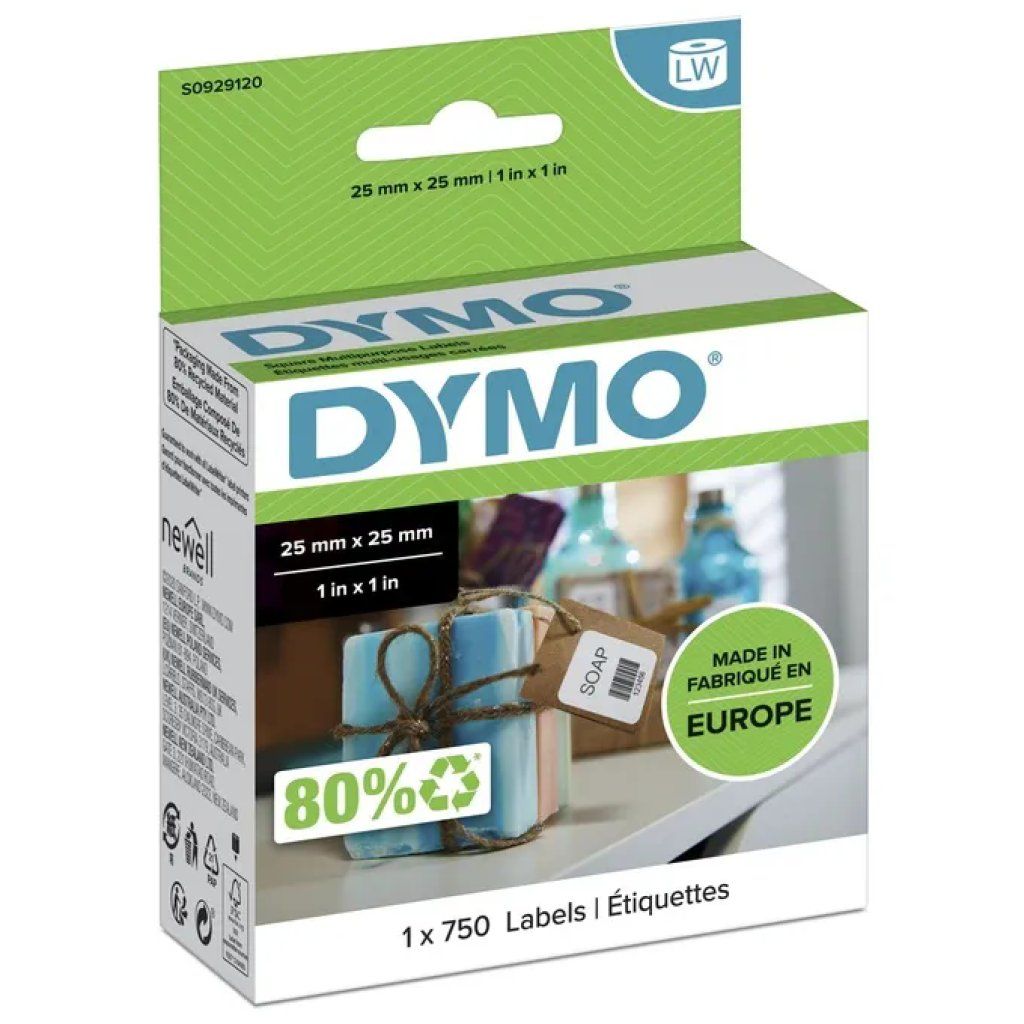 DYMO LabelWriter Etichette Quadrate Removibili 25 x 25 mm, 750 pz