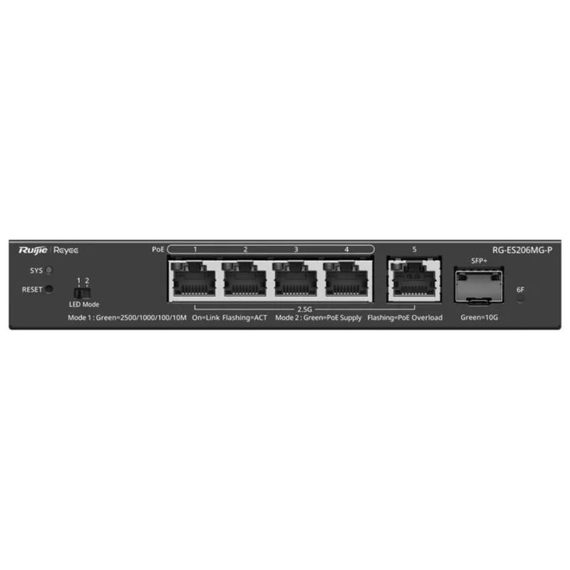 Ruijie Networks RG-ES206MG-P Switch Managed PoE+ 2.5G con SFP+ 10G