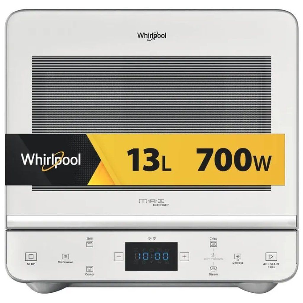 Whirlpool MAX 49 WSL Microonde con Grill 13 L, 700 W e Dual Crisp, Argento