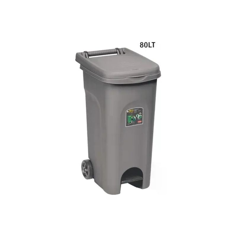 Stefanplast Urban Eco System Bidone Carrellato 80 L con Ruote e Pedale
