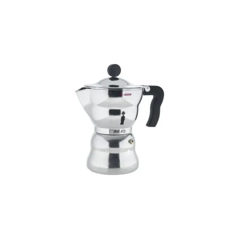 Alessi AAM33-6 Moka in Alluminio Nera, 6 Tazze