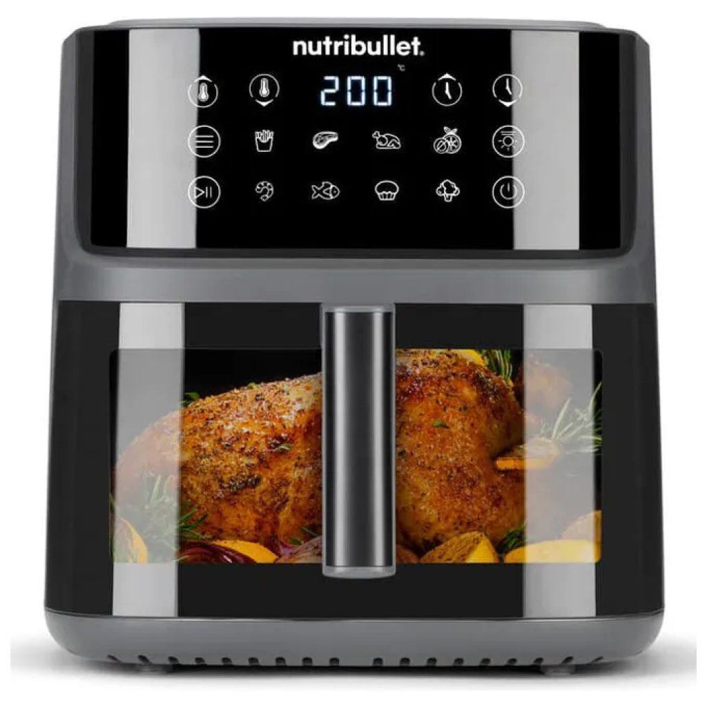 NutriBullet CrispLite Vision NBA0811DG Friggitrice ad Aria 8 L, 2000 W, 8 Programmi, Display Touch, Nera