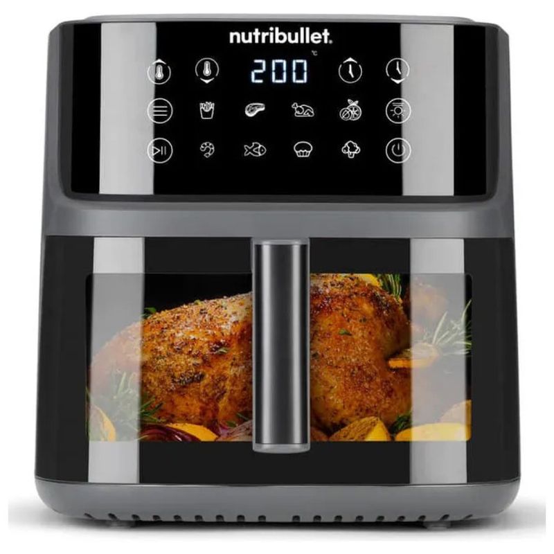NutriBullet CrispLite Vision NBA0811DG Friggitrice ad Aria 8 L, 2000 W, 8 Programmi, Display Touch, Nera