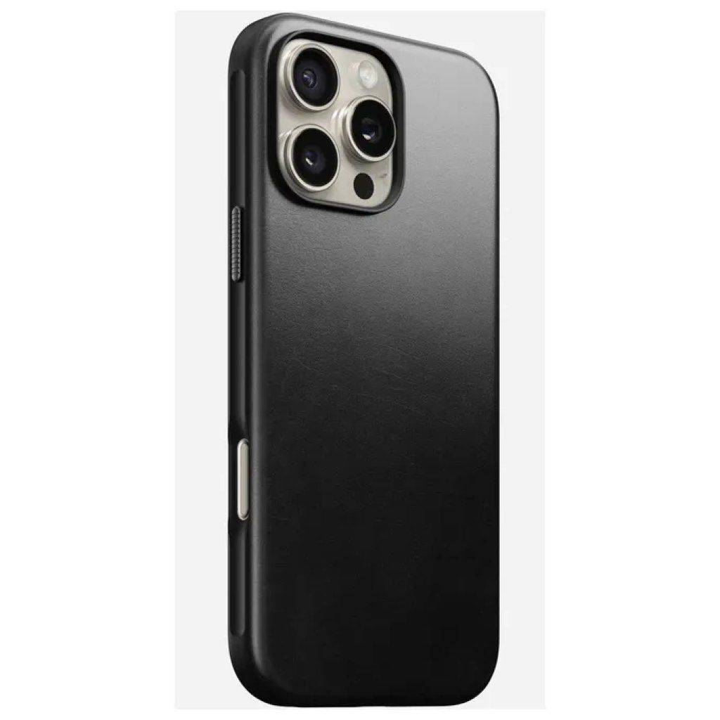 Nomad Modern Leather Case nera per iPhone 16 Pro Max, MagSafe Nomad Modern Leather Case nera per iPhone 16 Pro Max, MagSafe