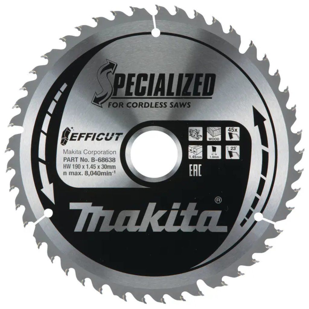 Makita EFFICUT B-68638 Lama Circolare 190 mm, 45 Denti