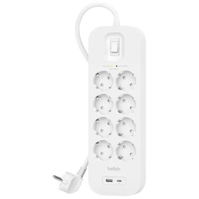 Belkin SRB003VF2M-V2 – Presa multipla 8 prese, 2 USB, cavo da 2 m