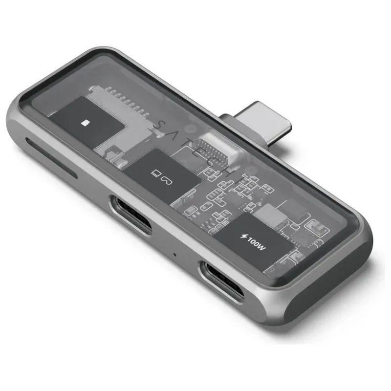 Satechi ST-HXRSDM Hub USB-C con Power Delivery 100W e lettore MicroSD, grigio