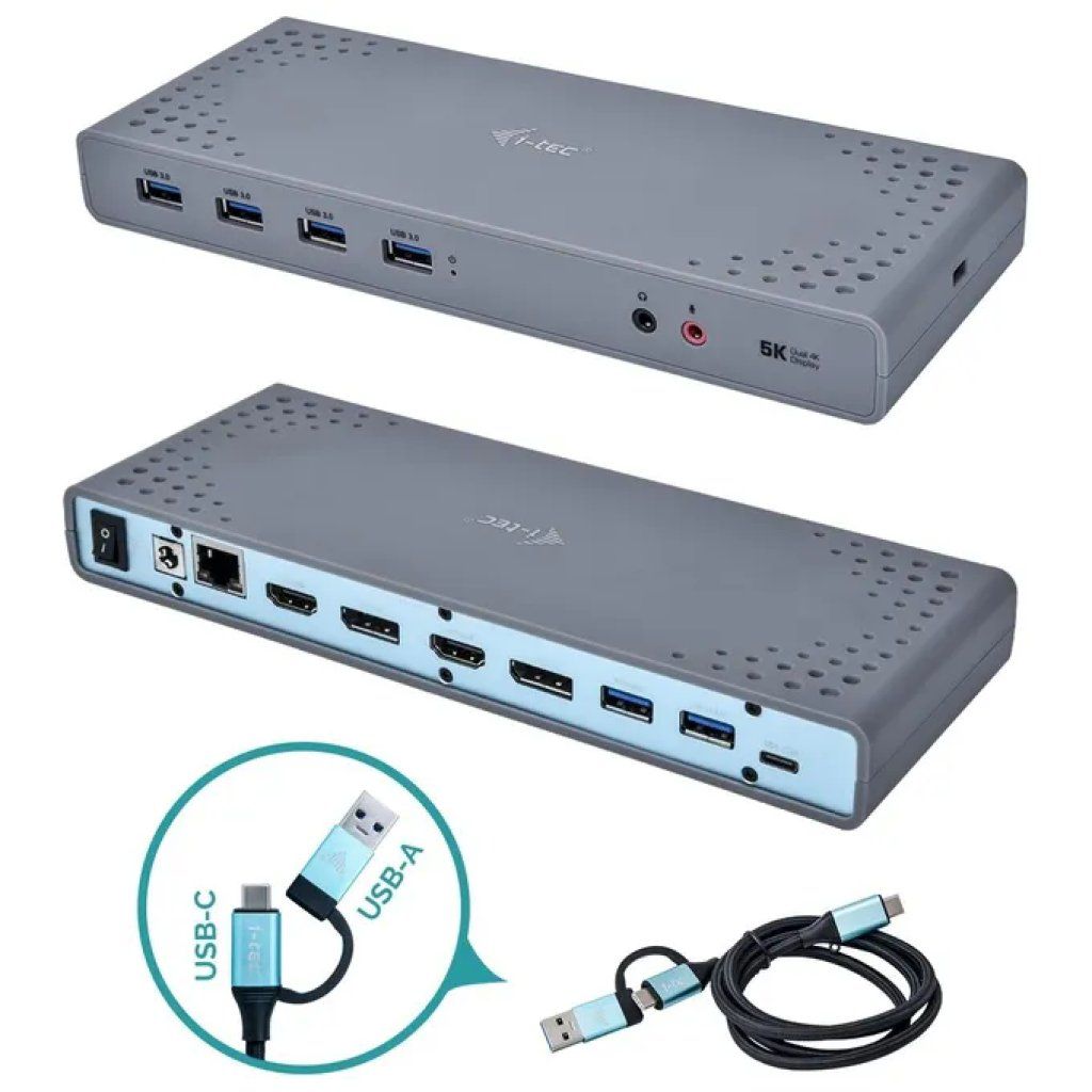 I-TEC CADUAL4KDOCK Docking Station USB-C e USB 3.0, Dual Display 5K, HDMI e DisplayPort