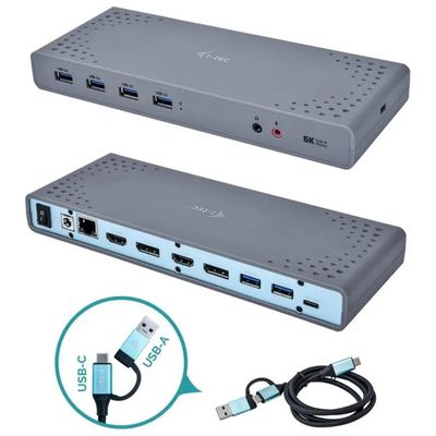 I-TEC CADUAL4KDOCK Docking Station USB-C e USB 3.0, Dual Display 5K, HDMI e DisplayPort