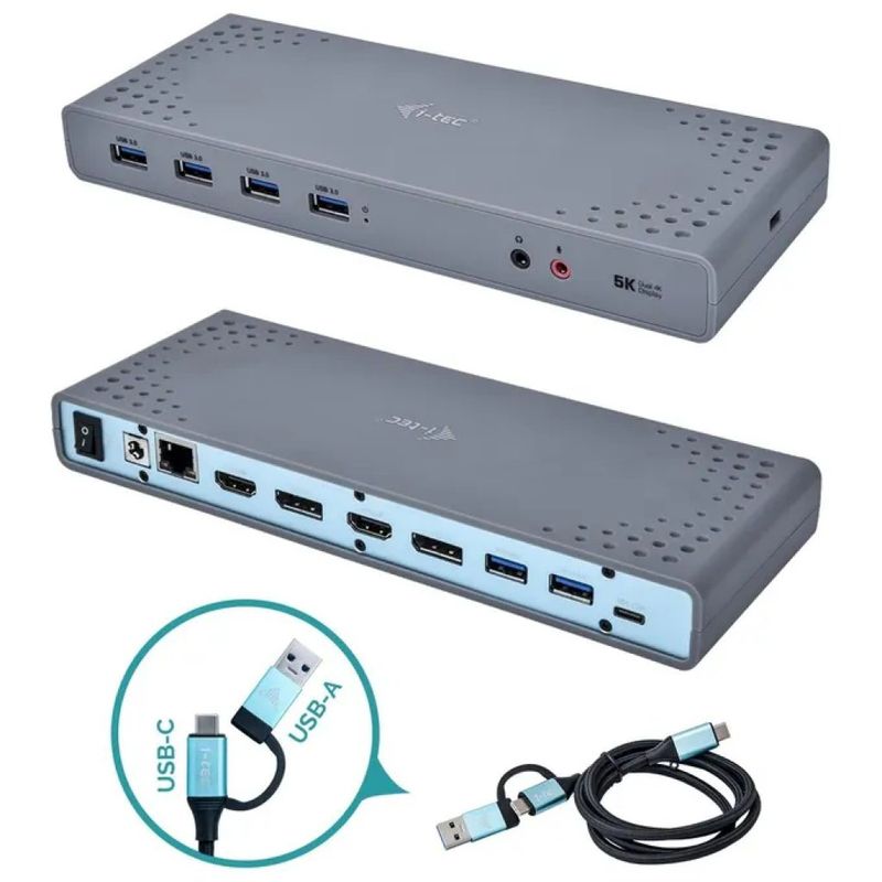 I-TEC CADUAL4KDOCK Docking Station USB-C e USB 3.0, Dual Display 5K, HDMI e DisplayPort
