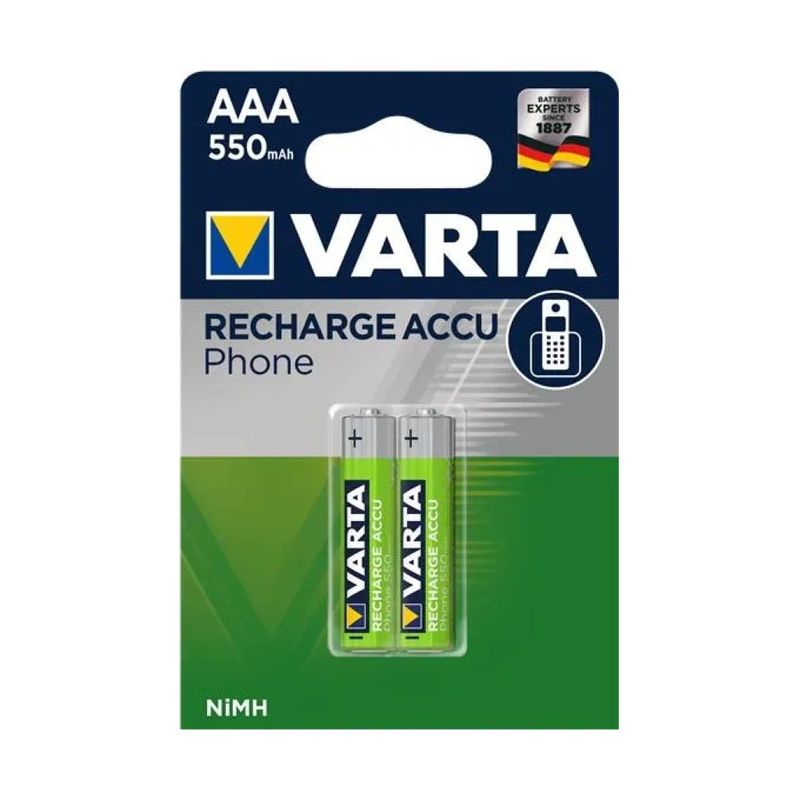VARTA Phone Power Batterie Ricaricabili AAA NiMH 550 mAh, 2 Pezzi