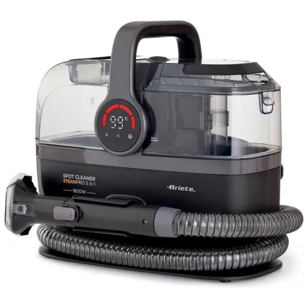 Ariete 2484 Spot Cleaner Steam PRO Pulitore a Vapore 5 in 1, 1800 W, Nero