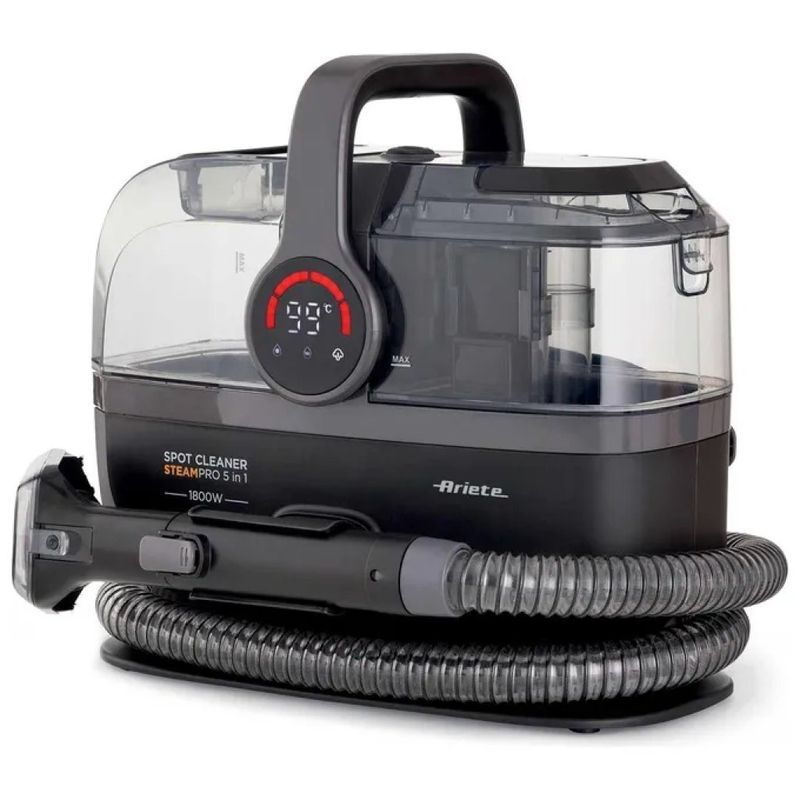 Ariete 2484 Spot Cleaner Steam PRO Pulitore a Vapore 5 in 1, 1800 W, Nero