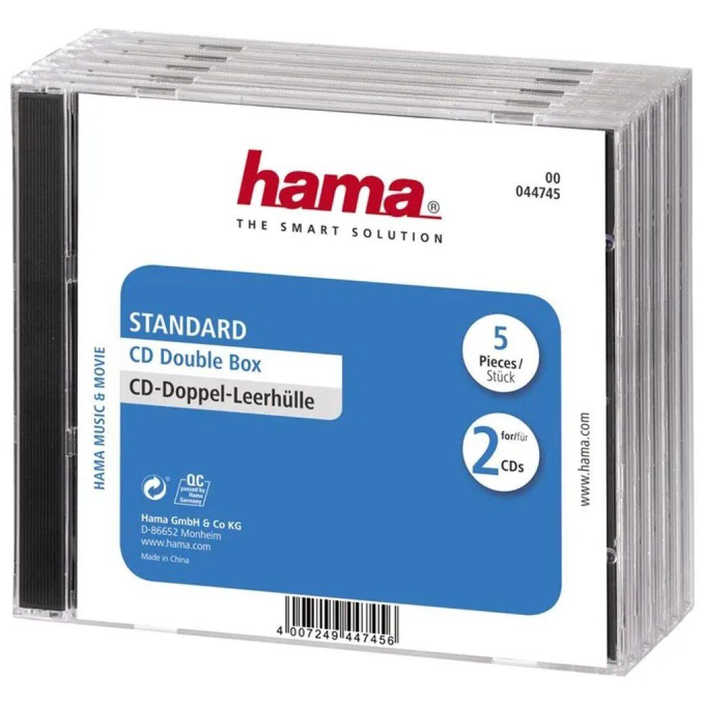 Hama 00044745 – Confezione da 5 Custodie CD Doppie Trasparenti