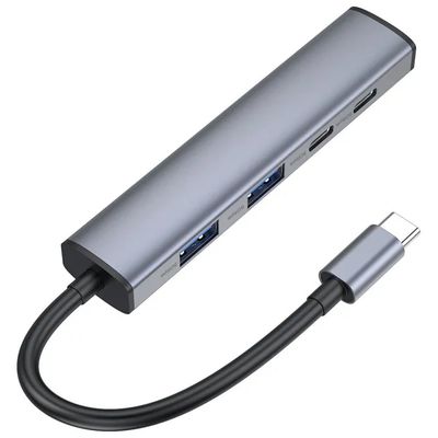 Conceptronic HUBBIES22G Hub USB-C 4 porte, 5 Gbps, PD 100 W, grigio