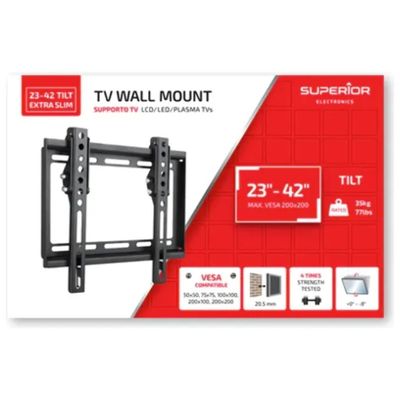 Superior Electronics SUPSTV008 – Staffa TV Inclinabile Extra Slim 23–42 Superior Electronics SUPSTV008 – Staffa TV Inclinabile Extra Slim 23–42", Nero