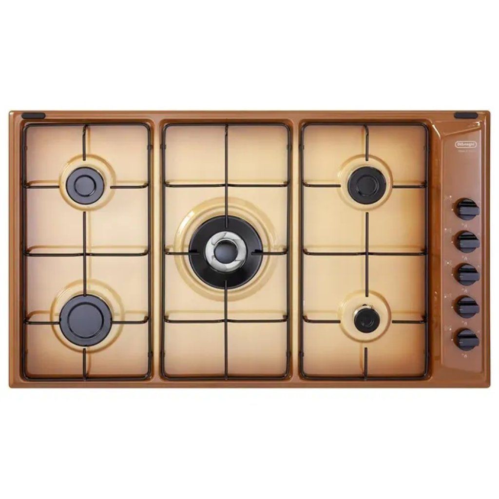 DELONGHI De’Longhi YTF 59 DD Piano Cottura a Gas 90 cm, 5 Fuochi, Wok 3500 W, Rame DELONGHI De’Longhi YTF 59 DD Piano Cottura a Gas 90 cm, 5 Fuochi, Wok 3500 W, Rame
