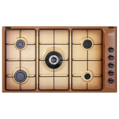 DELONGHI De’Longhi YTF 59 DD Piano Cottura a Gas 90 cm, 5 Fuochi, Wok 3500 W, Rame