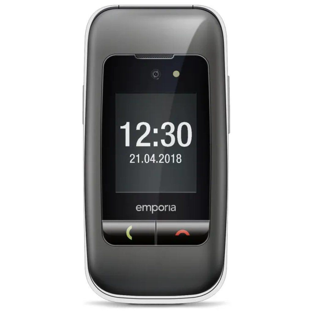 Emporia emporiaONE V200 – Telefono a conchiglia per anziani, 2G, grigio argento